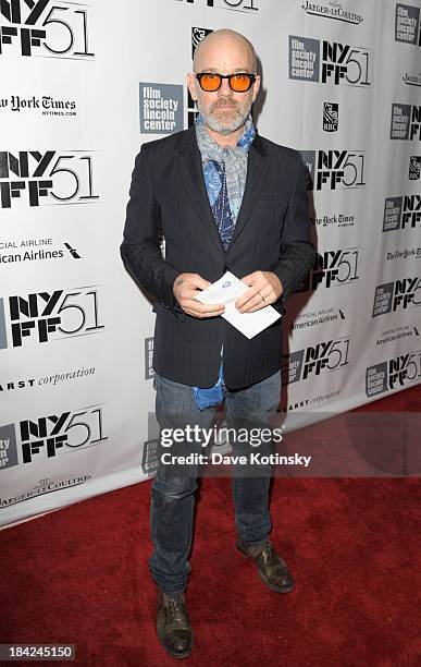 Singer Michael Stipe attends the Closing Night Gala Presentation Of "Her" during the 51st New York Film Festival at Alice Tully Hall at Lincoln...