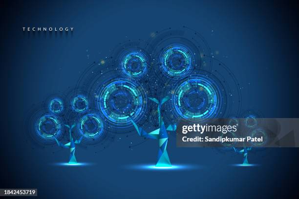 ilustrações de stock, clip art, desenhos animados e ícones de digital evolution or seedling growth in futuristic polygonal style. - ciclo de vida