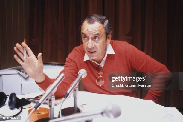 The Spanish TV presenter Joaquin Prat during a radio program Madrid, Castilla La Mancha, Spain. .