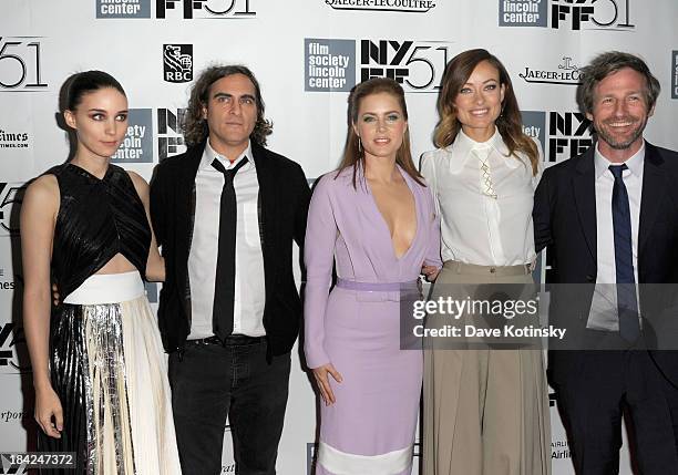 Actors Rooney Mara, Joaquin Phoenix, Amy Adams, Olivia Wilde, and director Spike Jonze attend the Closing Night Gala Presentation Of "Her" during the...