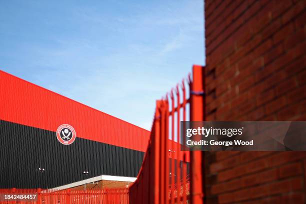 General view outside the stadium prior to the Premier League match between Sheffield United and Brentford FC at Bramall Lane on December 09, 2023 in...