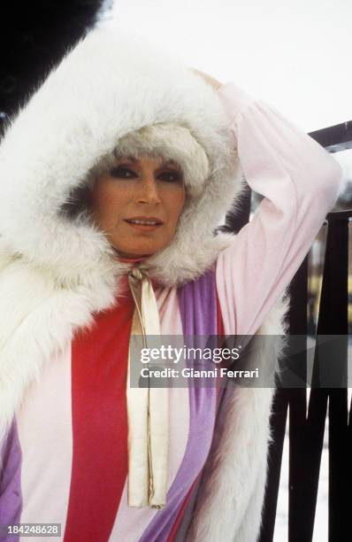 The Spanish singer Rocio Jurado with a fur coat Madrid, Castilla La Mancha, Spain. .