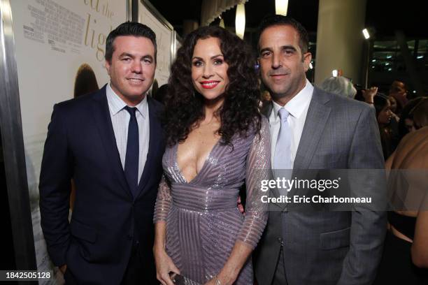 Tucker Tooley, President of Releticity Media, Minnie Driver and Happy Walters attend the premiere for Relativity Studios' and BET Studios' "Beyond...