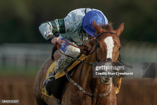 Sean Bowen riding Not So Sleepy clear the last to win The Betfair Fighting Fifth Hurdle at Sandown Park Racecourse on December 09, 2023 in Esher,...