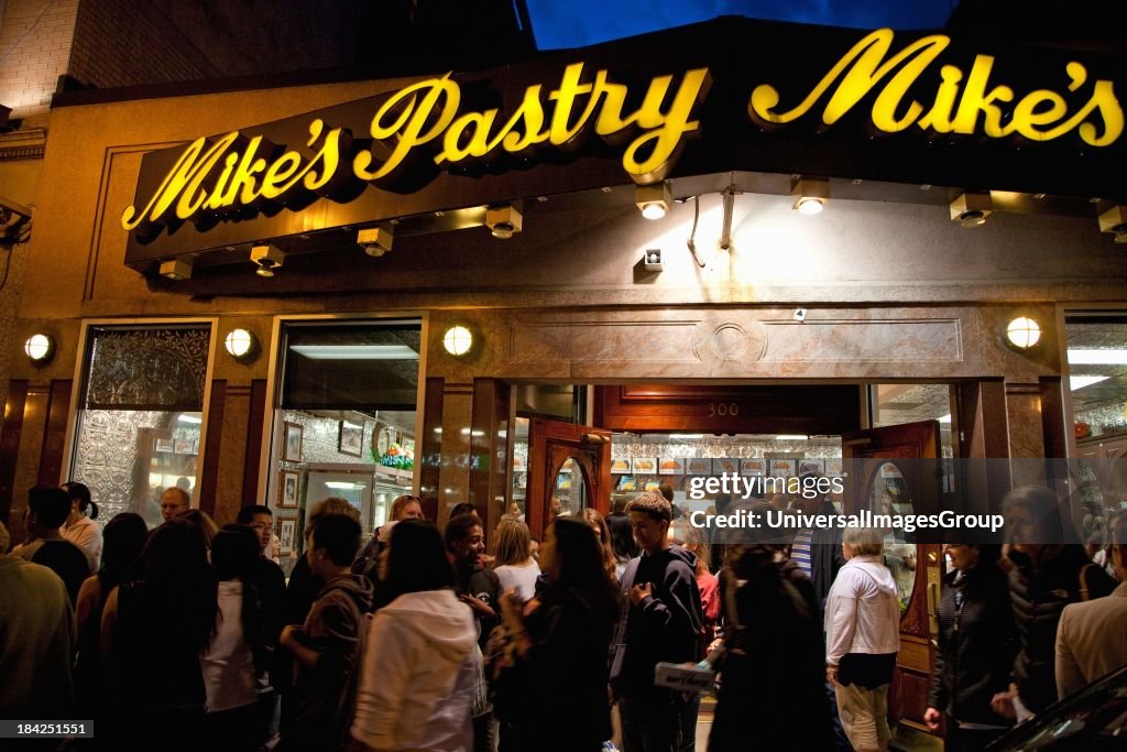 Mike's Pastry bakery on Hanover Street, Italian district of Boston, MA