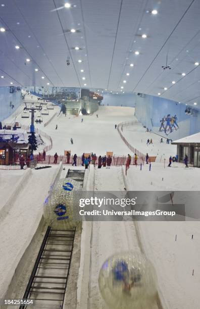 Only indoor ski slope resort in the world at the Mall of the Emirates in Dubai in the UAE in thriving U.A.E. United Arab Emirates.