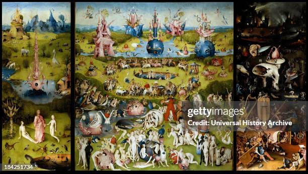 "The Garden of Earthly Delights", a triptych of paintings by Hieronymus Bosch. Dating from between 1490 and 1510, when Bosch was between 40 and 60...