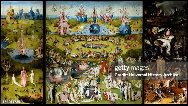 "The Garden of Earthly Delights", a triptych of paintings by Hieronymus Bosch. Dating from between 1490 and 1510, when Bosch was between 40 and 60...