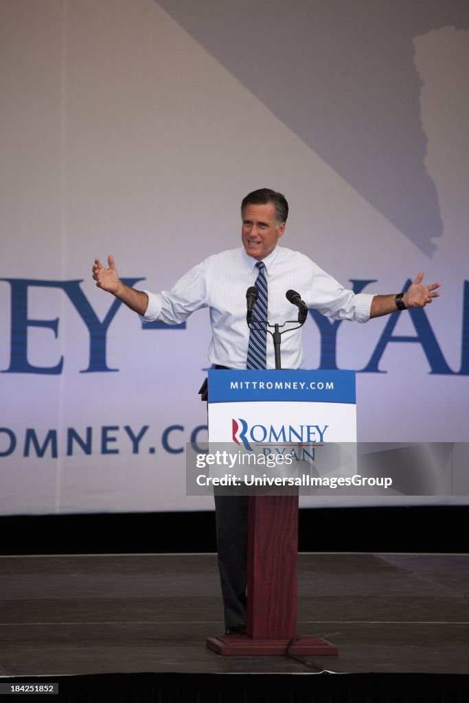 Governor Mitt Romney, the 2012 Republican Presidential Candidate, speaks at Presidential Campaign rally in Henderson, Nevada