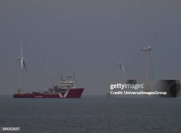 Rescuezone ship, Scroby Sands offshore Wind Farm, Great Yarmouth, Norfolk. UK.