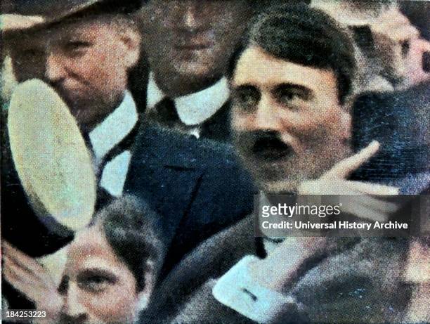Hitler photographed in a crowd listening to Austria's declaration of war in August 1914, Vienna