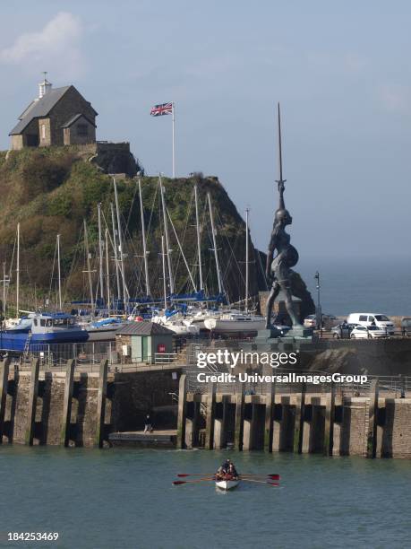 Controversial 66ft statue of a pregnant woman by artist Damien Hirst, Ilfracombe, Devon, UK.