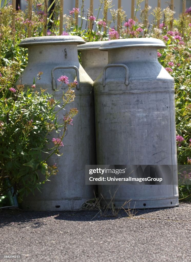 Old milk churns, UK