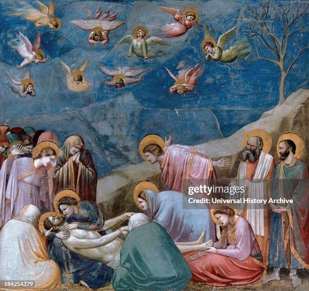 Deposition of Christ or "Lamentation", a fresco by Florentine painter, Giotto di Bondone. Circa 1304-1306.