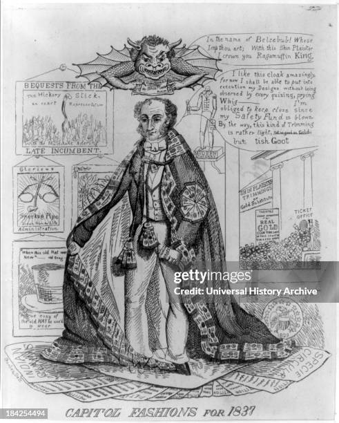 Capitol fashions for 1837 by Winston, F. J. A caricature of President Martin Van Buren issued during the Panic of 1837 criticizing his continuation...