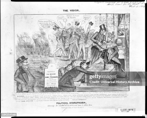 The vision. Political hydrophobia, shewing the comfort of crowns, and how to obtain them by Ezra Bizbee, 1834. Lithograph print on wove paper. A...