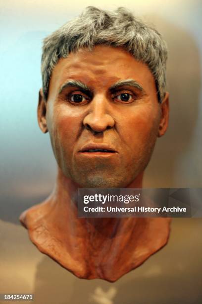 Reconstructed head of a 45 year old Syrian male. His remains were found in a lead coffin liner. This reconstruction supposes what the man may have...