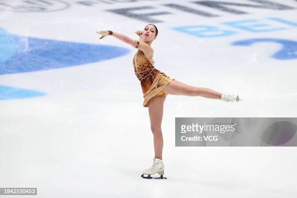 Nina Pinzarrone of Belgium competes in the Women Free Skating on day three of 2023-24 ISU Grand Prix of Figure Skating Final at National Indoor...
