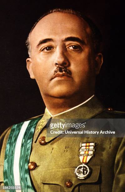 Portrait photograph of Francisco Franco, Spanish military leader and statesman who became the dictator of Spain. He ruled from 1936 until his death...