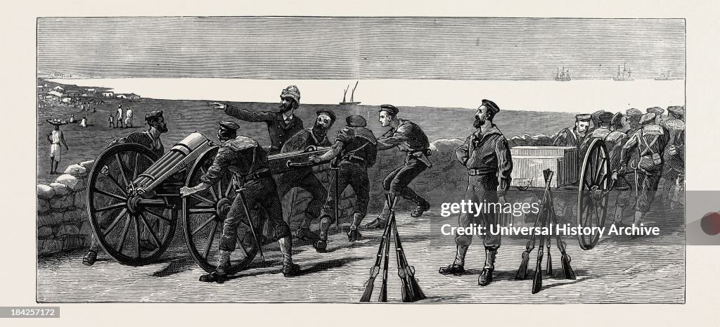 The War In Egypt: Placing A Gatling Gun In Fort Royal, Port Said, To Command The Approach From The Arab Town