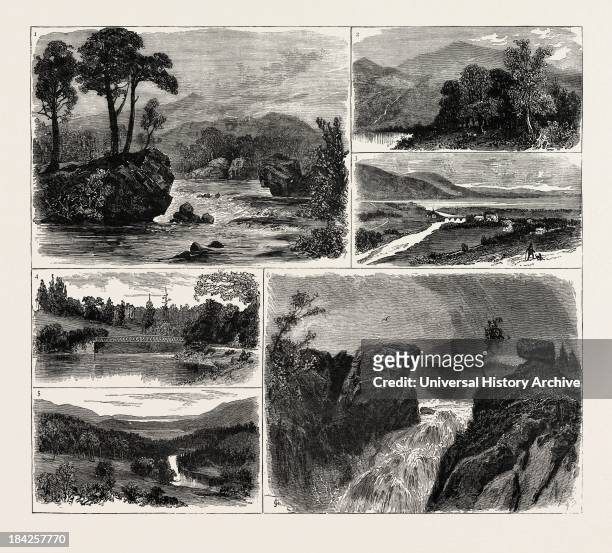 Views In The Vale Of Rannoch, Perthshire, Scotland: 1. The Peak Of Schiehallion, Seen From The Bifurcation Of The Tummel River. 2. The Woods Of...