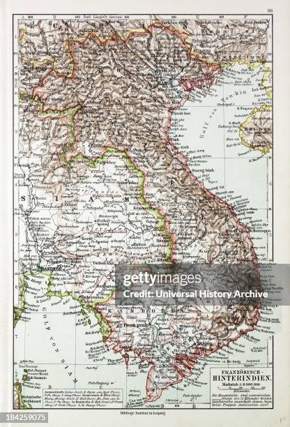 Map Of Vietnam, Cambodja, Laos, 1899