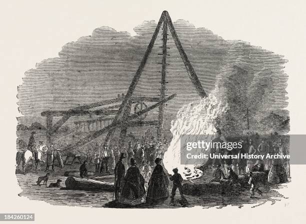The Burning Well Near The Featherstone Station In The Vicinity Of Pontefract. In Boring For Coal, The Sinkers Penetrated A Bed Of Shale At A Depth Of...