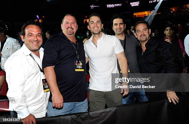 Sam Levinson, Keith Miller, Major League Baseball player David Wright, Peter Pedalino and Seth Lovinson attend the Bradley vs. Marquez fight...