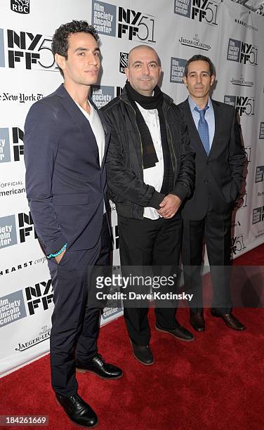 Actor Adam Bakri, director Hany Abu-Assad, and producer Waleed Zulaiter attend the Closing Night Gala Presentation Of "Her" during the 51st New York...