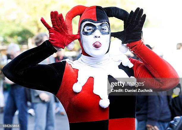 Comic Con attendee poses as Harley Quinn at New York Comic Con 2013 at Jacob Javits Center on October 12, 2013 in New York City.