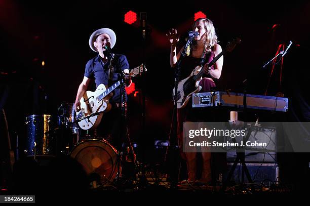 Luke Doucet and Melissa McClelland of Whitehorse performs at The Louisville Palace on October 12, 2013 in Louisville, Kentucky.