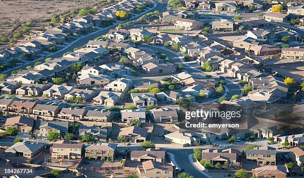 tucson subdivision aerial view - southern arizona stock pictures, royalty-free photos & images
