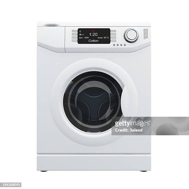3d rendering of white washing machine, front view - washing machine 個照片及圖片檔