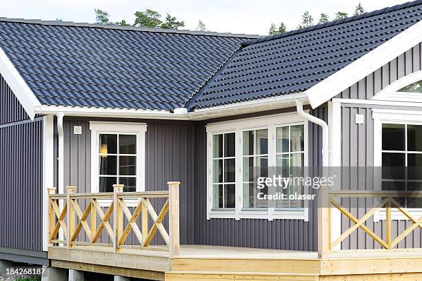 modern scandinavian style villa - scandinavian culture stock pictures, royalty-free photos & images