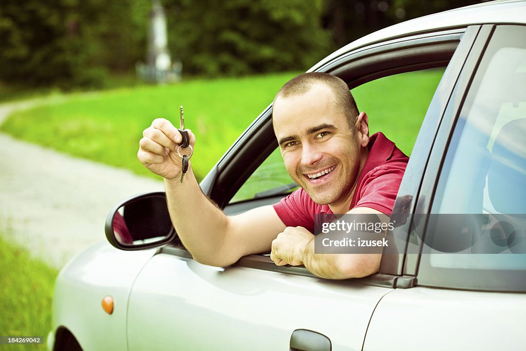 Attractive man with car keys