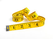 Tape measure in yellow measuring in inches