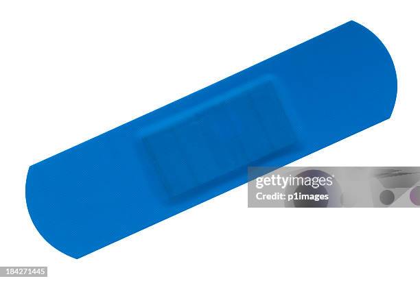 blue waterproof bandage with clipping path - adhesive bandage stock pictures, royalty-free photos & images