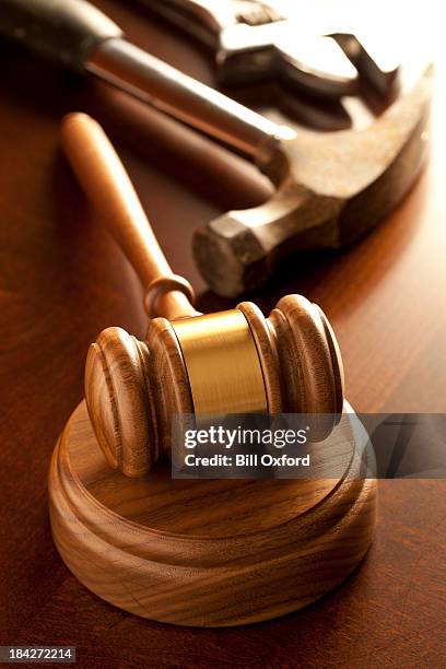 law firm: construction defects - hammer stock pictures, royalty-free photos & images