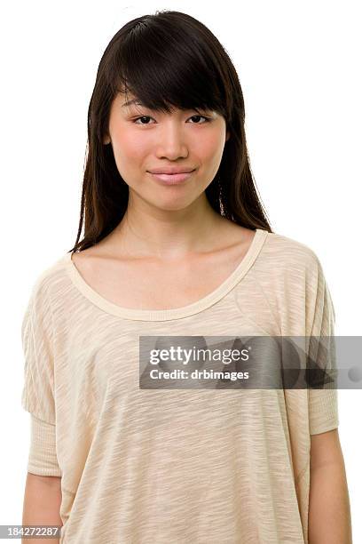 serene young woman waist up portrait - woman waist up isolated stock pictures, royalty-free photos & images