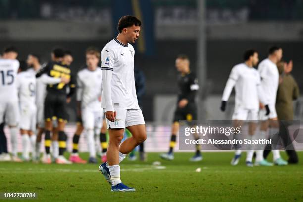 Luca Pellegrini of SS Lazio looks dejected following the Serie A TIM match between Hellas Verona FC and SS Lazio at Stadio Marcantonio Bentegodi on...