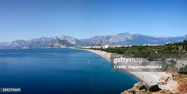 panoramic view of konyaalti beach xxxl - antalya province stock pictures, royalty-free photos & images