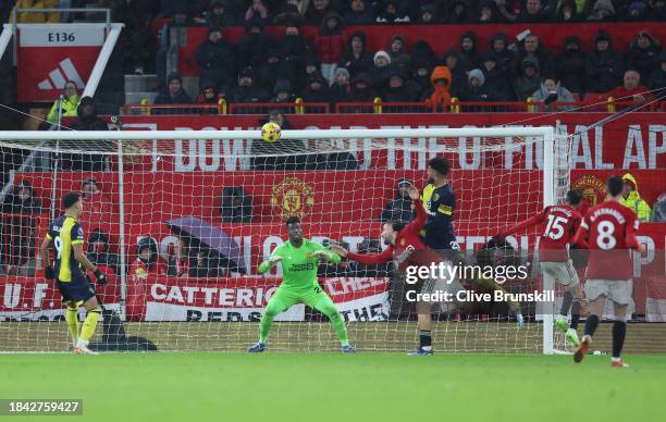 Philip Billing of AFC Bournemouth scores their team's second goal during the Premier League match between Manchester United and AFC Bournemouth at...