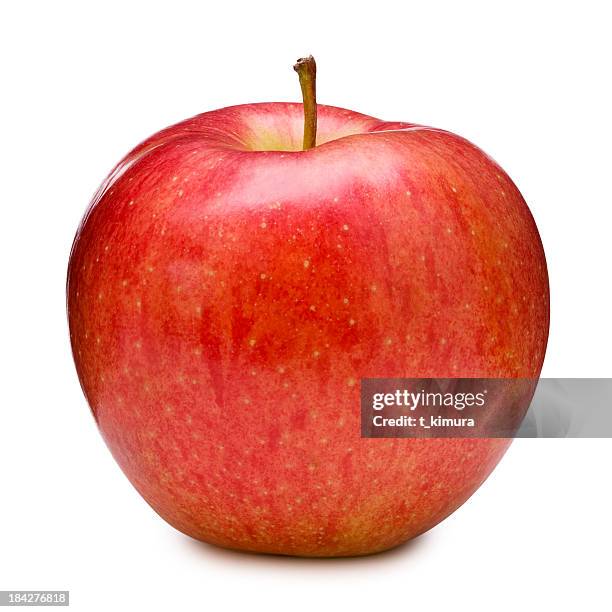 pomme rouge - white background photos et images de collection