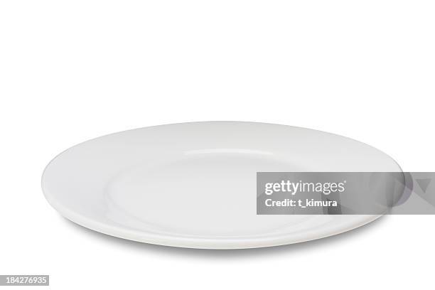 empty plate on white - empty plate side view stock pictures, royalty-free photos & images