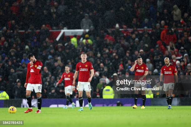 Rasmus Hojlund of Manchester United reacts after the team concedes a third goal from Marcos Senesi of AFC Bournemouth during the Premier League match...