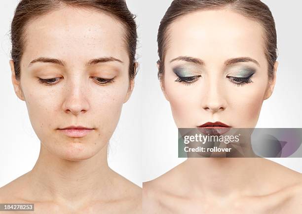 antes de depois - makeup makeovers before and after - fotografias e filmes do acervo