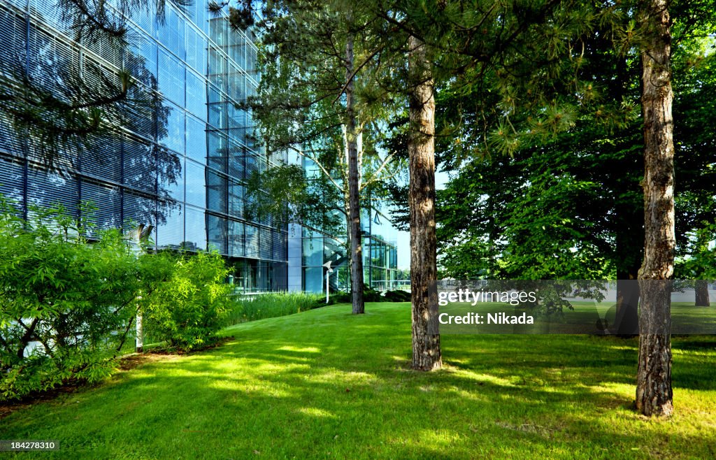 Modern offices in a beautiful park