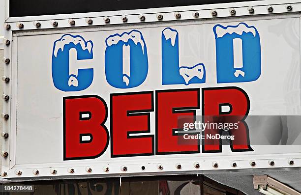 cold beer sign - beer advertisement stock pictures, royalty-free photos & images