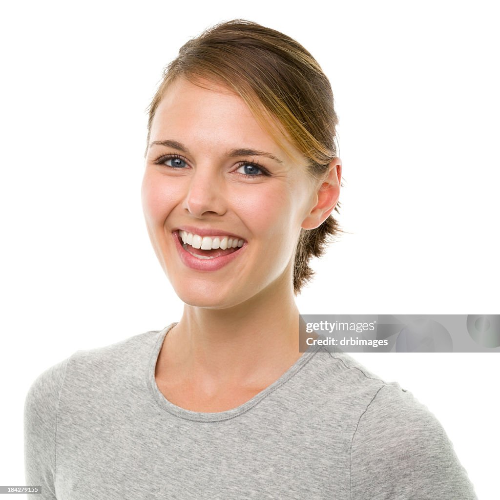 Mujer joven sonriente feliz