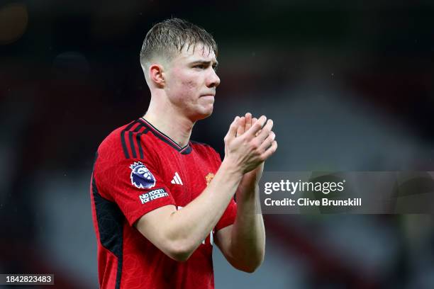 Rasmus Hojlund of Manchester United acknowledges the fans following the Premier League match between Manchester United and AFC Bournemouth at Old...